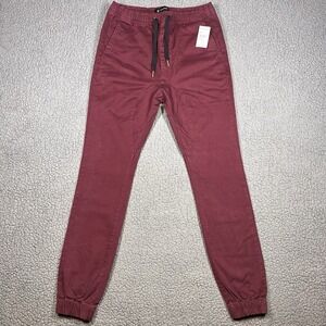 ZANEROBE SURESHOT MEN'S JOGGERS BURGUNDY SIZE 30 PANTS DRAWSTRINGS‎ NWT
